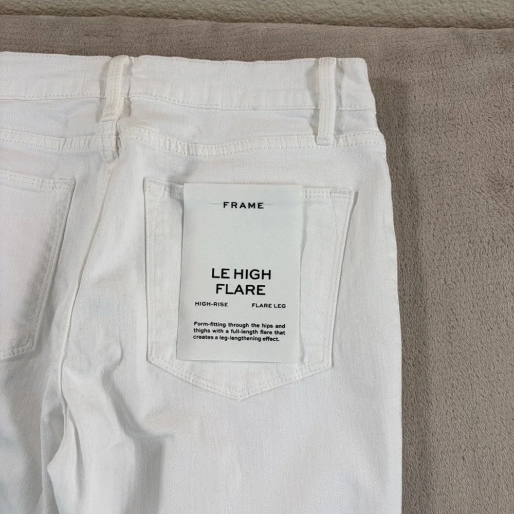 Frame Le High Flare Jeans in Blanc Women 28 Stretch Denim Designer NWOT